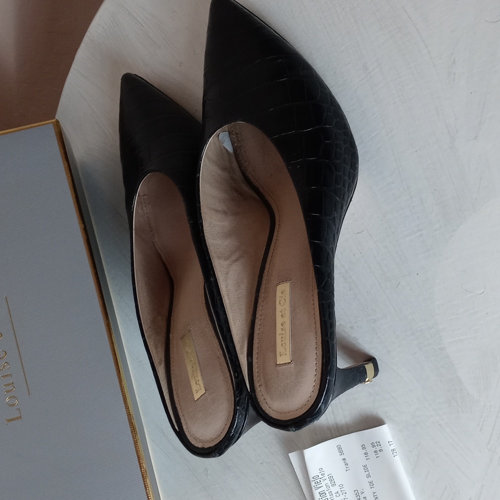 Louise Et Cie Lo-Karas Black Mayfair Croco Pointy Toe Slides View 4